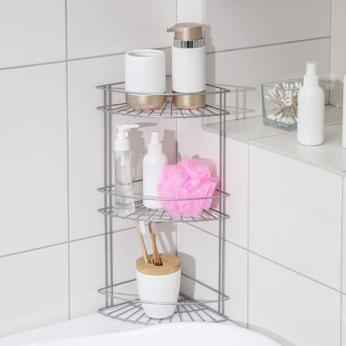 Полка угловая 3-х ярусная Slim, 25×18×45 см, цвет хром Полка угловая 3-х ярусная Slim, 25×18×45 см, цвет хром