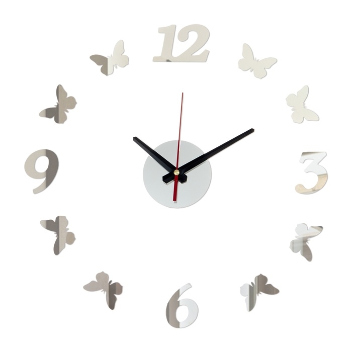 Часы настенные интерьерные, 3d  Часы настенные интерьерные, 3d "Бабочки", бесшумные, большие, наклейка, d-40 см