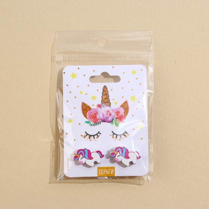 Серьги «Единорог» гвоздики, 6х9 см Серьги «Единорог» гвоздики, 6х9 см