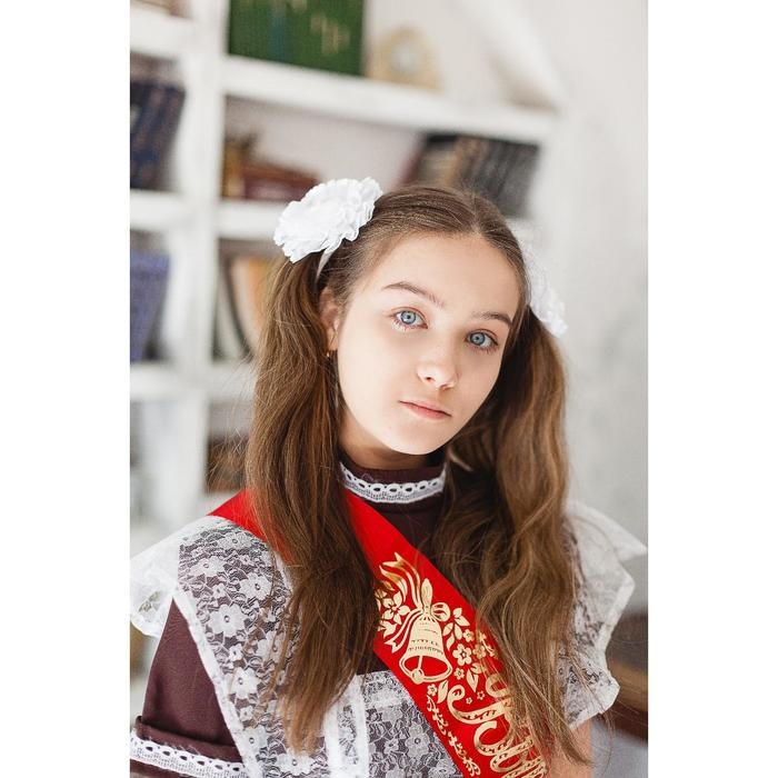 Резинка для волос бант Резинка для волос бант "Школьница" кружево роза, d-10 см, белый