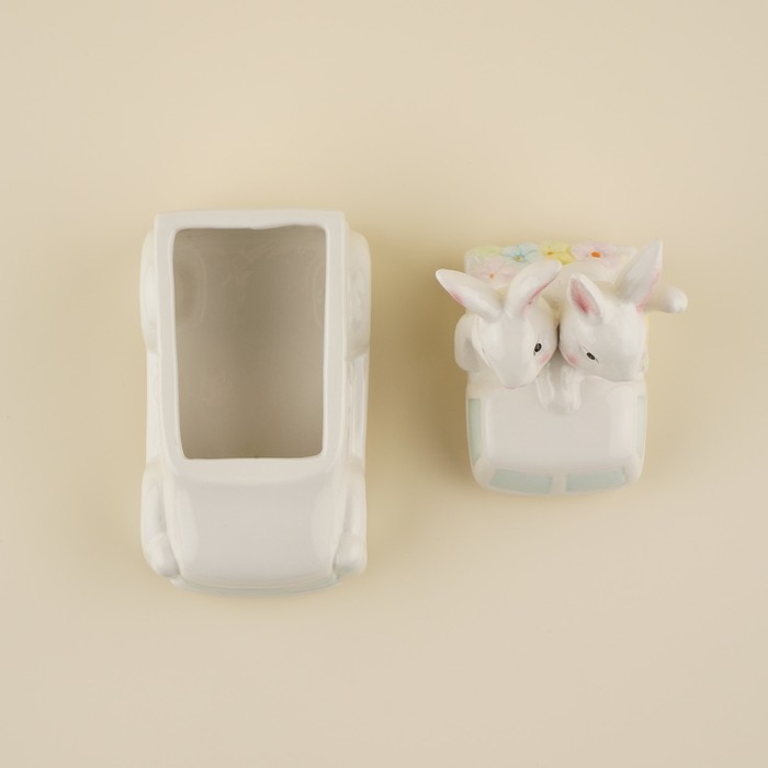 Конфетница керамическая SL Home «Лесные кролики», 17×10,5×17 см, цвет белый Конфетница керамическая SL Home «Лесные кролики», 17×10,5×17 см, цвет белый
