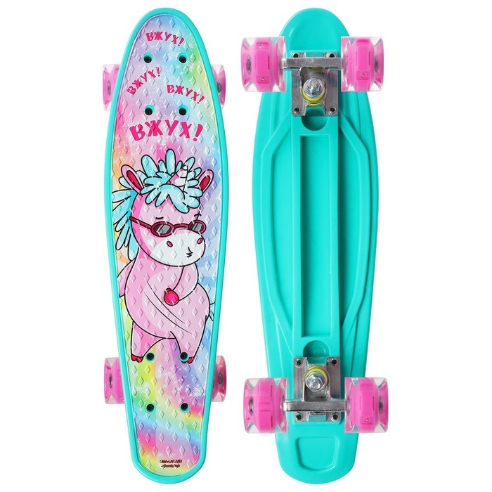 Пенниборд ONLYTOP «Единорожка», 56х16 см, колёса световые PU 60х45 мм, ABEC 7, алюминиевая подвеска Пенниборд ONLYTOP «Единорожка», 56х16 см, колёса световые PU 60х45 мм, ABEC 7, алюминиевая подвеска