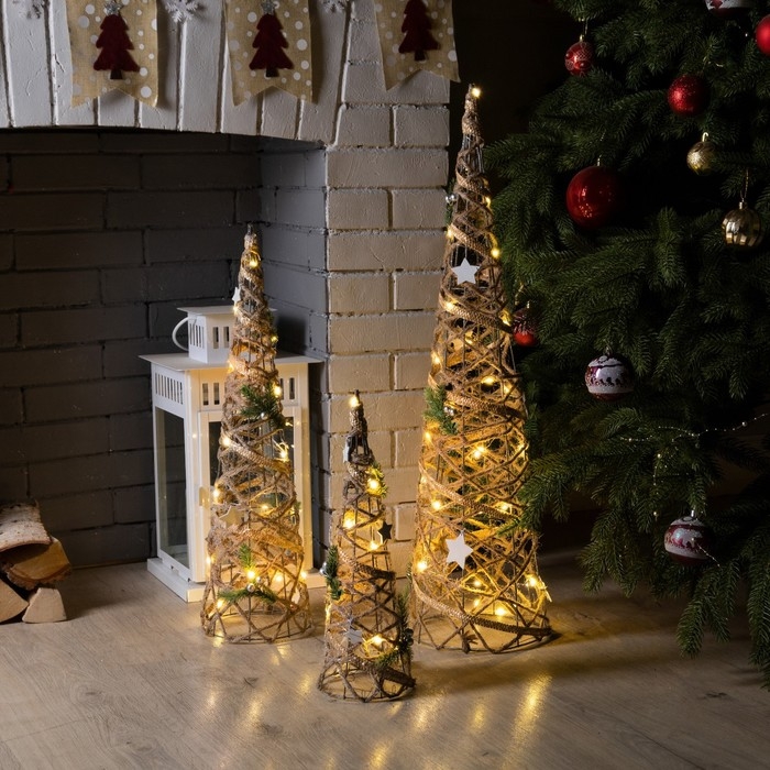 Светодиодная фигура «Конусы серые» 40, 60, 80 см, текстиль, металл, батарейки ААх2 (не в комплекте), свечение тёплое белое Светодиодная фигура «Конусы серые» 40, 60, 80 см, текстиль, металл, батарейки ААх2 (не в комплекте), свечение тёплое белое