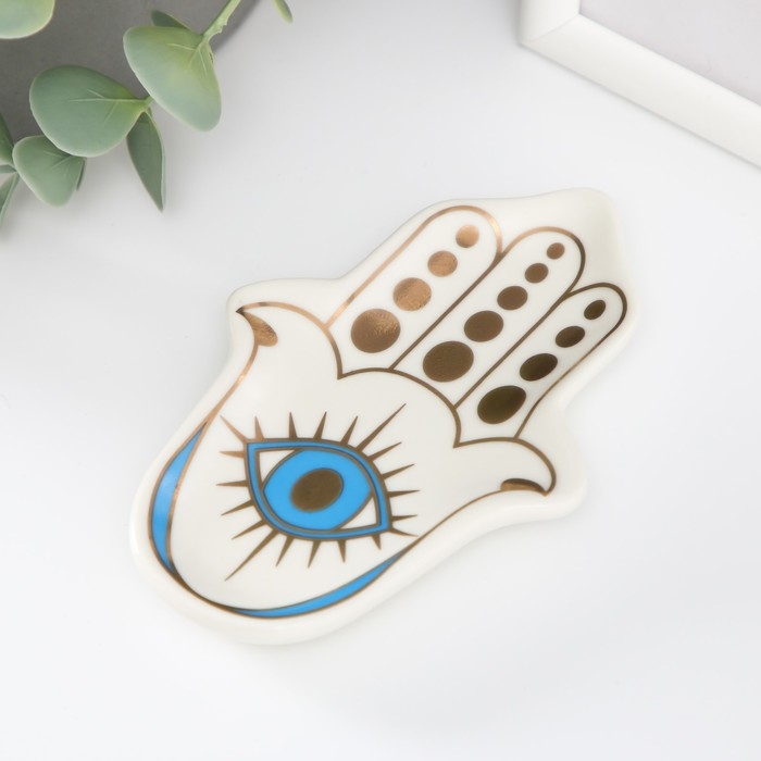 Сувенир керамика подставка под кольца Сувенир керамика подставка под кольца "Рука Фатимы" 8х11,8х1,6 см