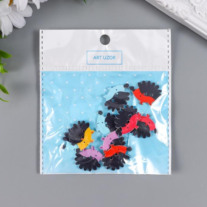 Набор пуговиц декоративных дерево Набор пуговиц декоративных дерево "Маленькие ёжики" набор 10 шт МИКС 1,7х2,3 см