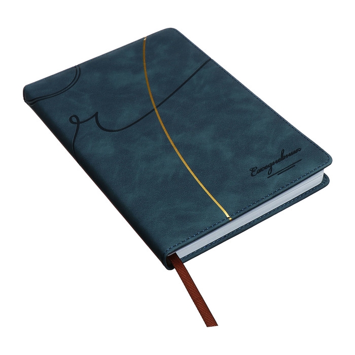 Ежедневник недатированный, А5, 140л, клетка, обл.кожзам, Стиль, темно-серый