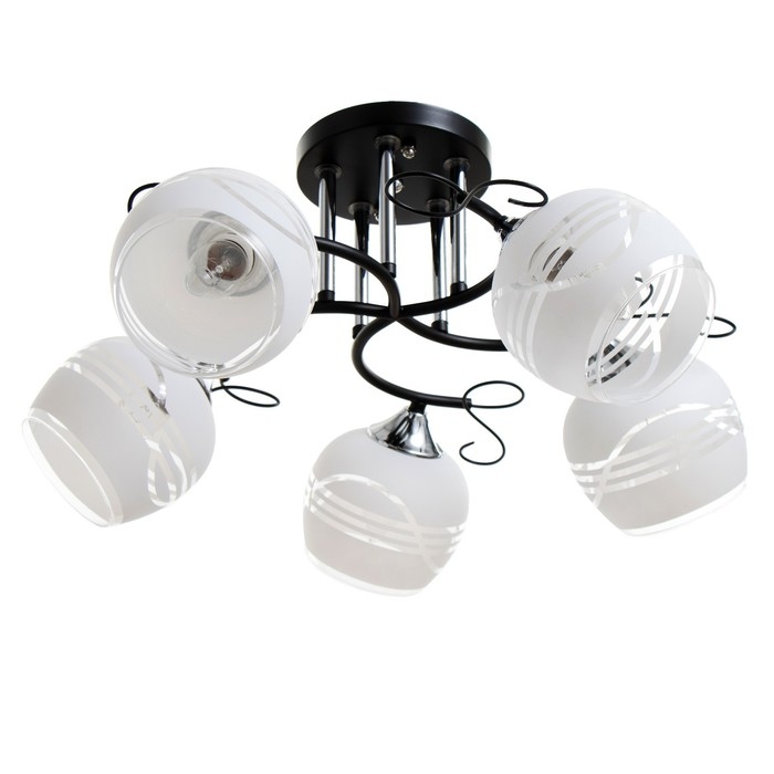 Люстра Люстра "Милава" 5хЕ27 40Вт чёрно-хромовый 62х62х27 см BayerLux