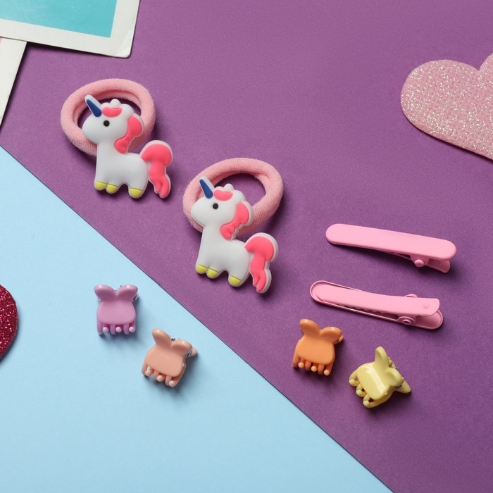 Набор для волос Набор для волос "Крошечка" (2 резинки, 2 зажима, 4 крабика) единорожка волшебный