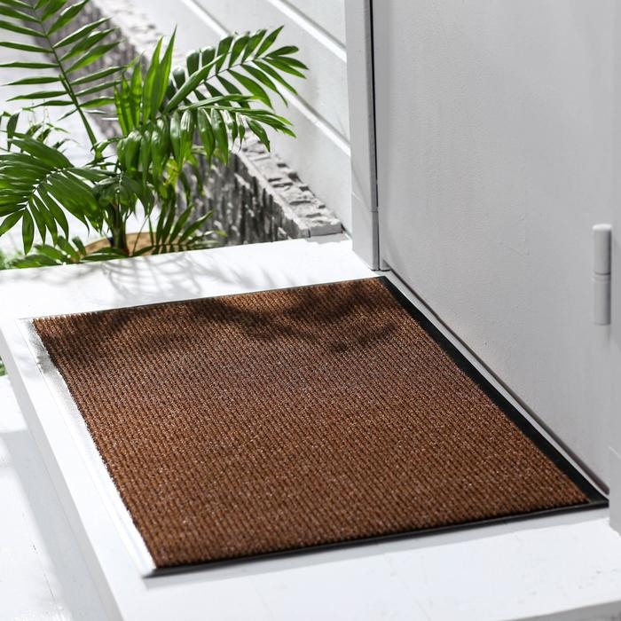 Коврик придверный влаговпитывающий, ребристый, «Комфорт», 60×90 см, цвет коричневый Коврик придверный влаговпитывающий, ребристый, «Комфорт», 60×90 см, цвет коричневый