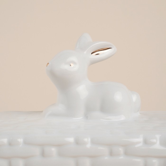 Маслёнка керамическая SL Home «Лесные кролики», 20,5×11×15,5 см, цвет белый Маслёнка керамическая SL Home «Лесные кролики», 20,5×11×15,5 см, цвет белый