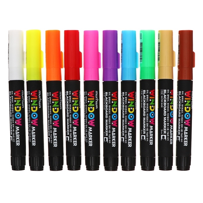 Набор меловых маркеров 10 цветов MunHwa "Window", яркие цвета, для любых поверхностей