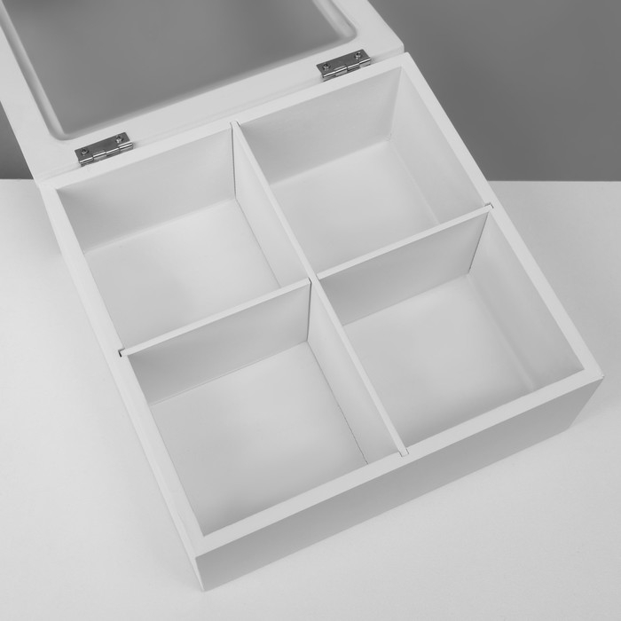 Подставка универсальная «Шкатулка дерево» 4 ячейки, 18×18×7 см, цвет белый Подставка универсальная «Шкатулка дерево» 4 ячейки, 18×18×7 см, цвет белый