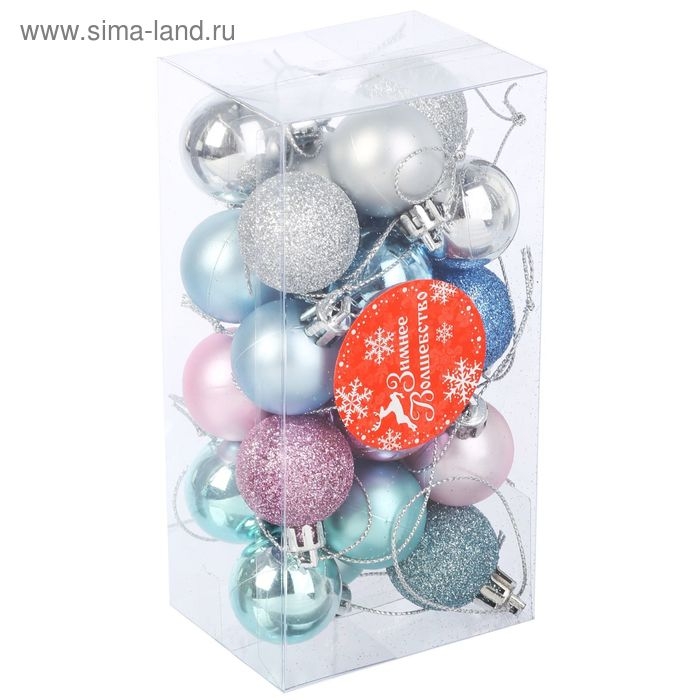 Набор шаров пластик d-2,6 см, 25 шт Набор шаров пластик d-2,6 см, 25 шт "Шарм" микс