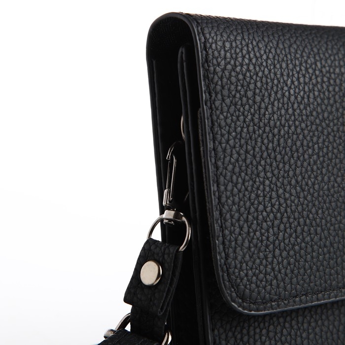 Сумка-клатч на магните, длинный ремень, цвет чёрный Сумка-клатч на магните, длинный ремень, цвет чёрный