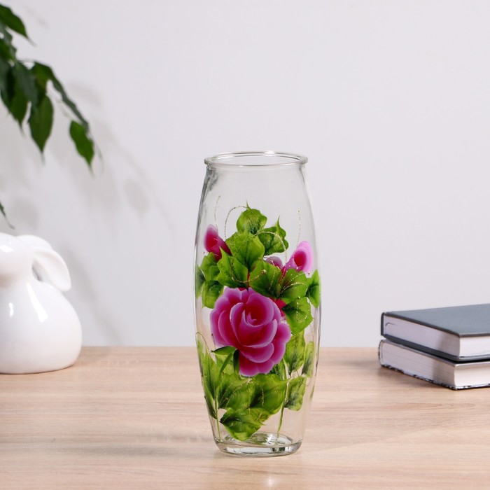 Ваза Ваза "Роза" роспись на проз.стекле, d-7см 10х23 см