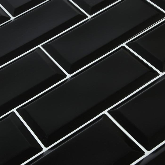 Панель ПВХ Блок чёрный, белый шов 962х484 мм Панель ПВХ Блок чёрный, белый шов 962х484 мм