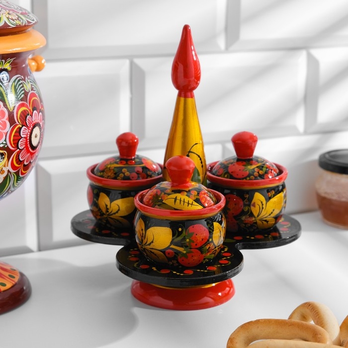 Набор для специй Набор для специй "Тройной" , емкости по 30мл, хохлома