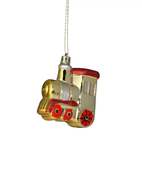 Ёлочные игрушки 3 шт. &laquo;Зимнее волшебство. Паровозик&raquo; пластик, 6.5&times;7 см, золото