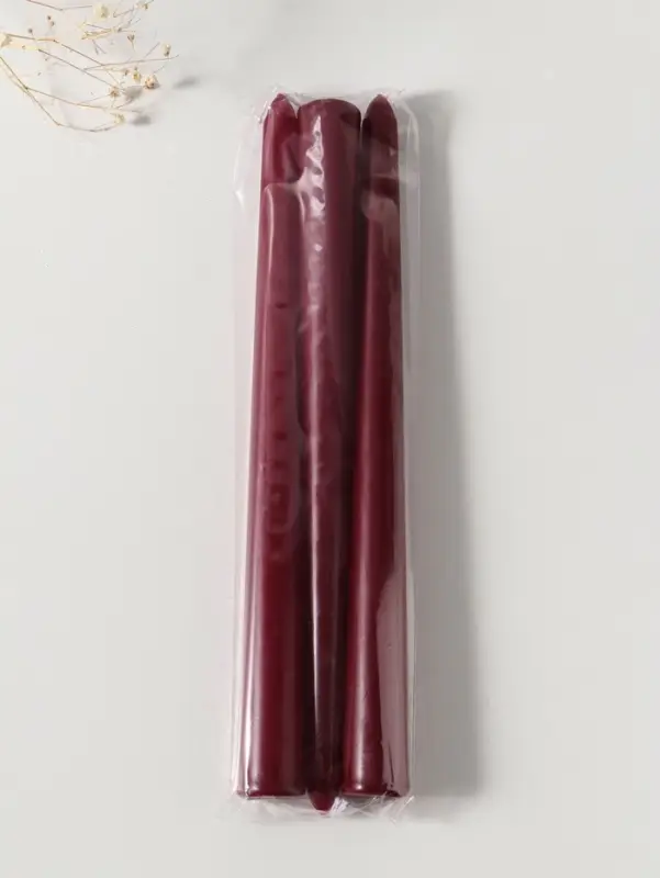 Набор свечей античных 25 см, 3 шт., 58 г, 7 ч, бордовый