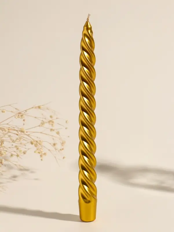 Набор свечей витых, 2.3&times;24.5 см, 5 ч, 50 г, 2 шт., золотой, в подарочной коробке