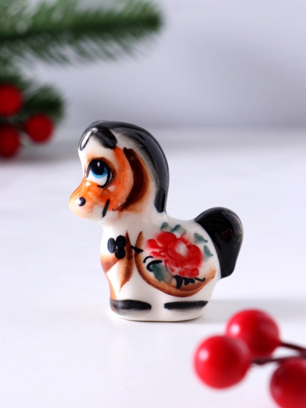 Сувенир Конь Агат, 6,5х5,5х2,5см, гжель, цвет