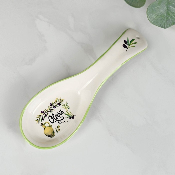 Подставка керамическая под ложку Доляна «Олива», 21,5×7,5 см Подставка керамическая под ложку Доляна «Олива», 21,5×7,5 см