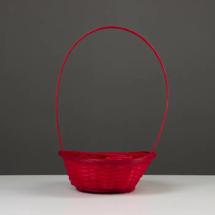 Корзина плетёная, бамбук, d=19xH5 см, красный