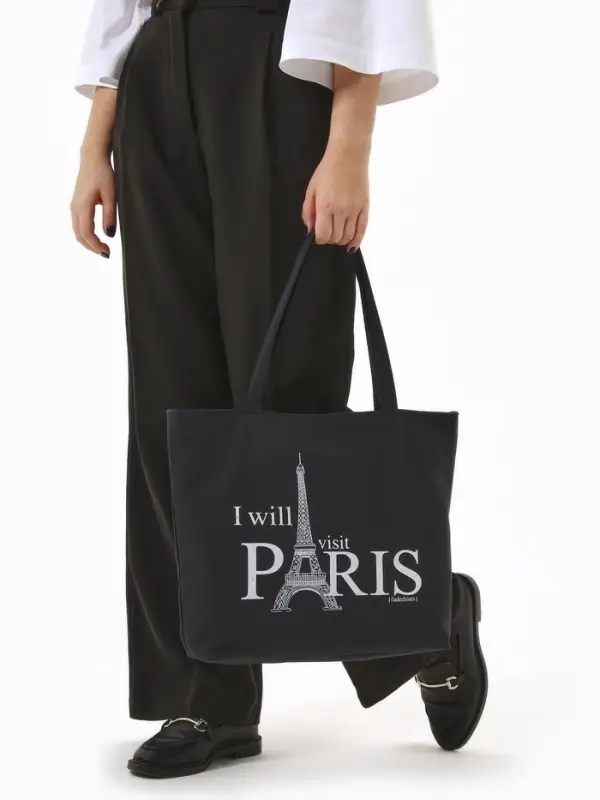 Сумка - шоппер, на молнии, с подкладкой, 42&times;9&times;32 см, с рисунком, чёрная