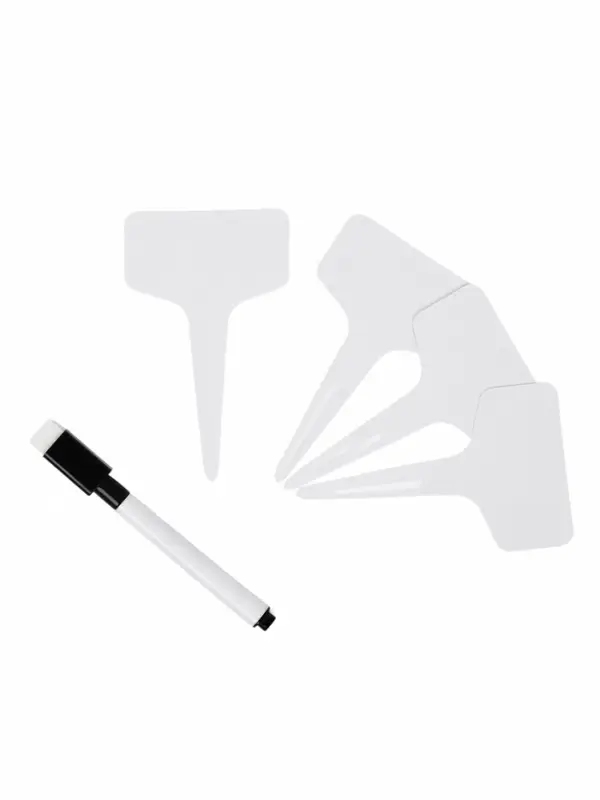 Таблички садовые, для маркировки растений, 13 см, набор 10 шт., маркер, пластик, белые, Greengo