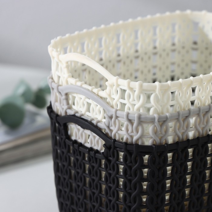 Корзина для хранения с ручками «Плетение», пластик, 12×8,5×8 см, цвет МИКС Корзина для хранения с ручками «Плетение», пластик, 12×8,5×8 см, цвет МИКС