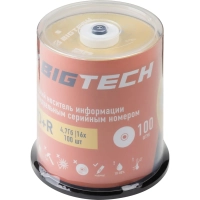 Носители информации Bigtech YDVDRB007 DVD+R 4,7Гб/16х/100шт/уп cake box