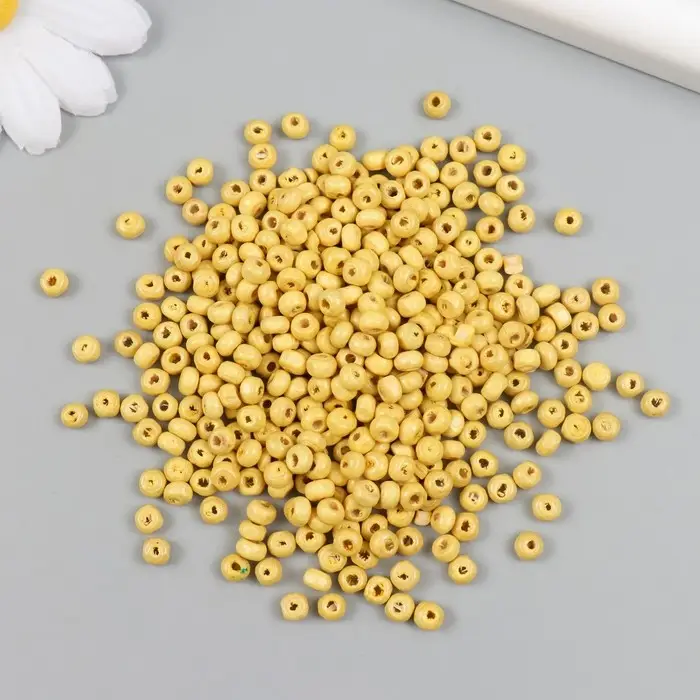 Бусины для творчества дерево "Жёлтые" d=0,4 см набор 20 гр