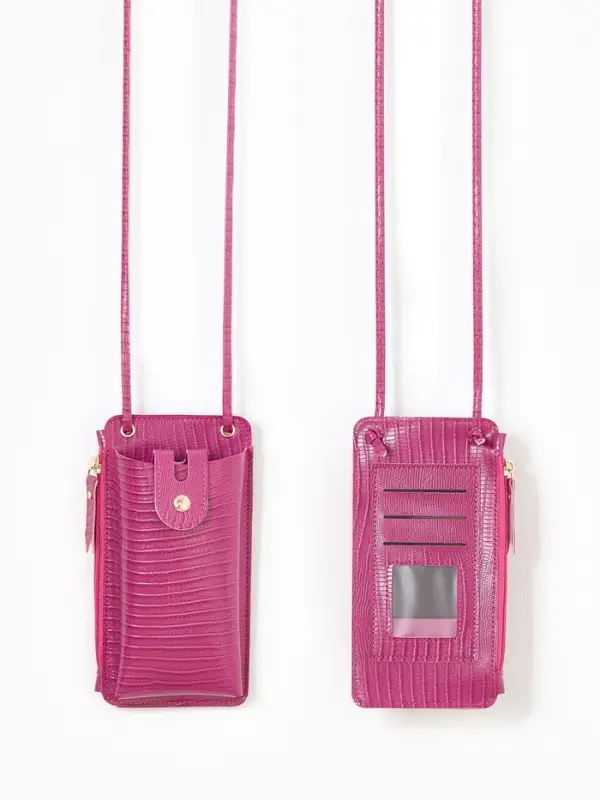 Сумка на магните, с длинным ремнём, однотонная, 10&times;2.5&times;20 см, малиновая
