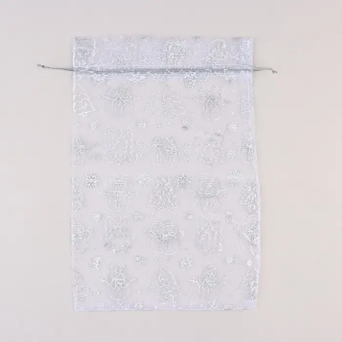 Мешочек подарочный «С Новым годом», органза, серебристый, 20 х 30 см Мешочек подарочный «С Новым годом», органза, серебристый, 20 х 30 см