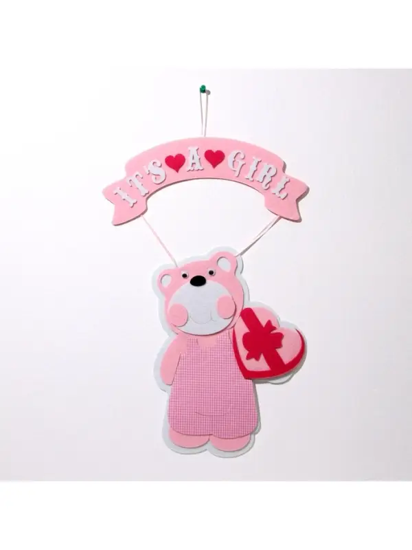 Украшение на гендер пати &laquo;Подвеска Мишка It's a Girl&raquo;, 30.5&times;30.5&times;49 см, розовое