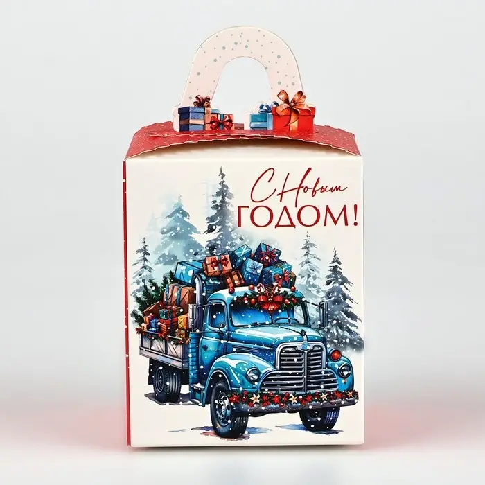 Коробка новогодняя складная «С новым годом!» 9 х 11 х 9 см Коробка новогодняя складная «С новым годом!» 9 х 11 х 9 см