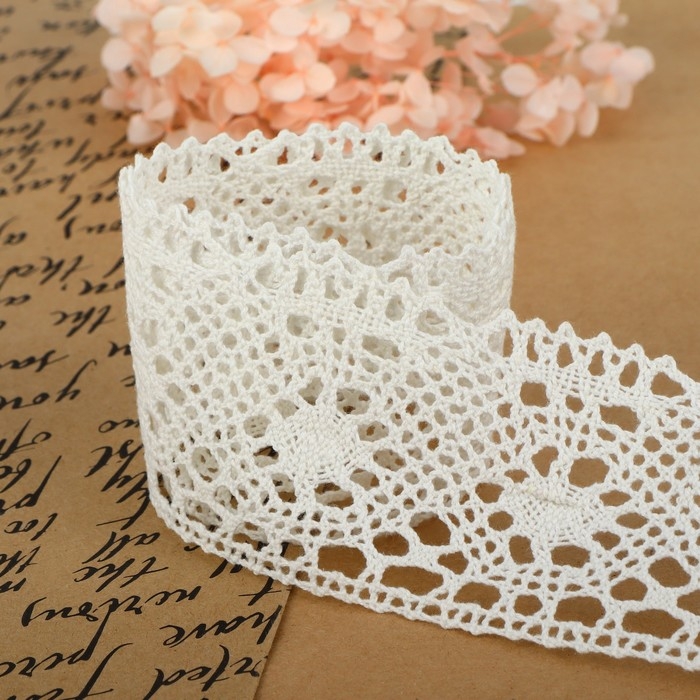 Кружево вязаное, 60 мм × 15 ± 1 м, цвет кипенно-белый Кружево вязаное, 60 мм × 15 ± 1 м, цвет кипенно-белый