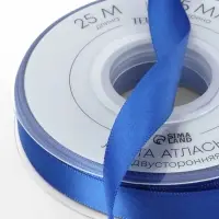 Лента атласная TEIRA, двухсторонняя, 15 мм, 25&plusmn;1 м, синяя №0329