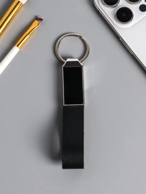 Брелок под нанесение кожзам, металл  Брелок под нанесение кожзам, металл "Ремешок" размер окна 3,3х1,5 см, чёрный 11,5х2,8х0,8 см   10904