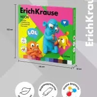Пластилин 12 цветов, 216 г, ErichKrause "Jolly Friends Neon", со стеком, в картонной упаковке