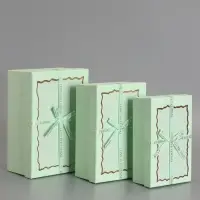 Набор подарочных коробок 3 в 1 прямоугольные с бантом, мятный, 23&times;16&times;9.5; 21&times;14&times;8; 19&times;12&times;6.5 см
