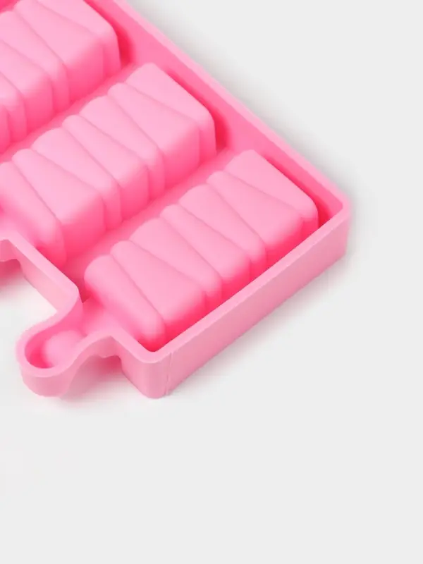 Форма для мороженого &laquo;Твистер&raquo;, силикон, 19.6&times;11&times;2.4 см, 4 ячейки, розовая