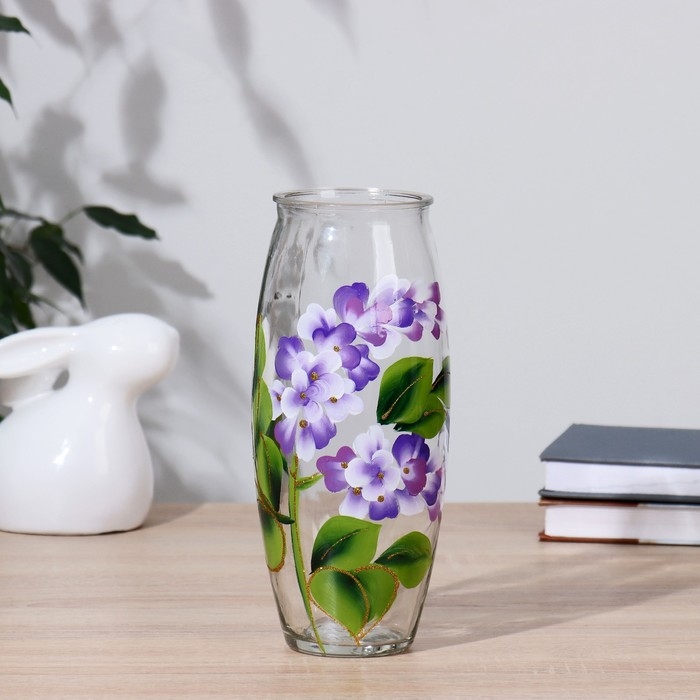 Ваза  Ваза "Сирень" роспись на проз.стекле, d-7см 10х23 см