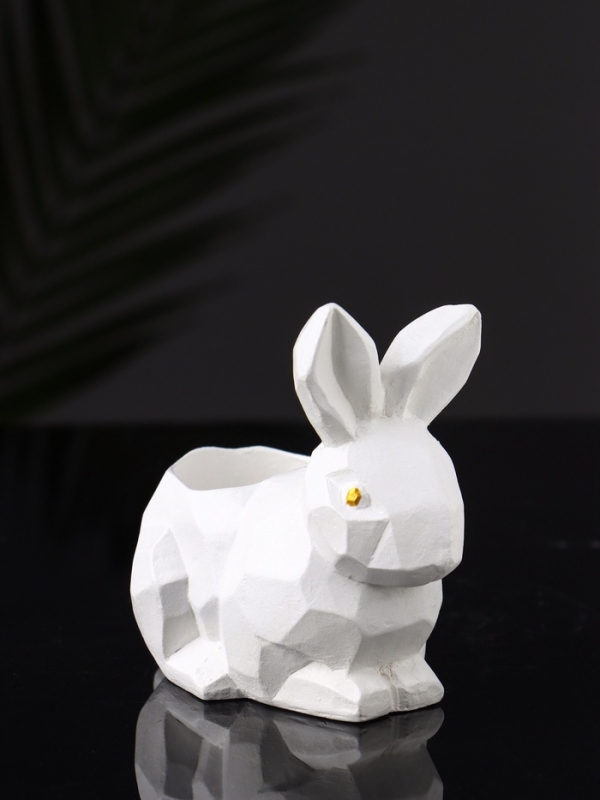 Подсвечник "Заяц геометрический" 8х7х5 см, белый