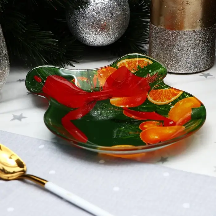 Тарелка в форме банта Тарелка в форме банта "Апельсины", 13,5х18 см