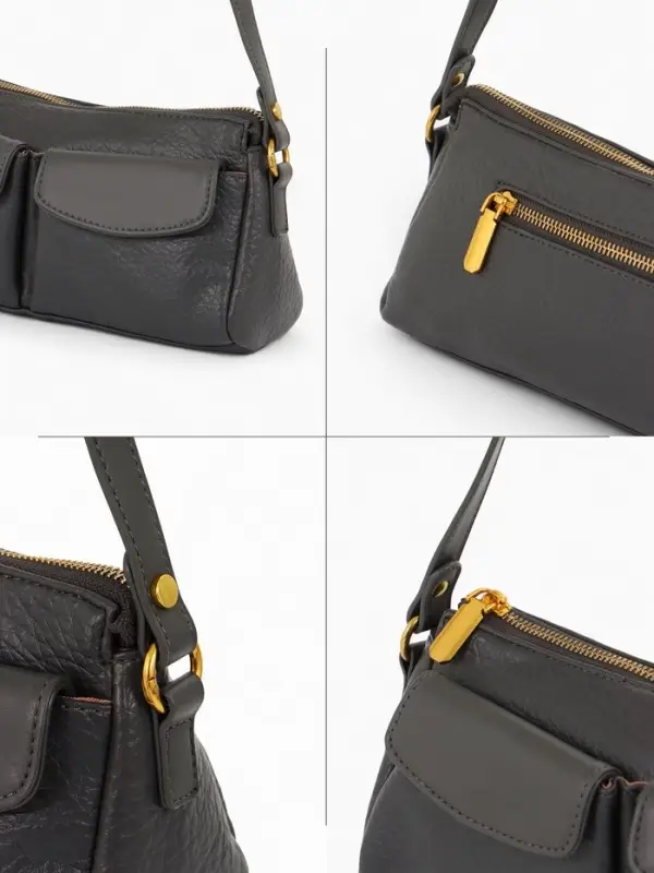 Сумка женская багет TEXTURA на молнии, 27&times;8&times;13 см, тёмно-серая