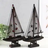 Корабль сувенирный на подставке "Парусник рыбацкий" красно-коричневый 21,5х6,5х37,5 см