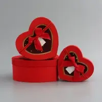 Набор коробок 3 в 1 сердца 22 х 20 х 9;  18.5 х 17 х 7.5; 16 х 14 х 6 см