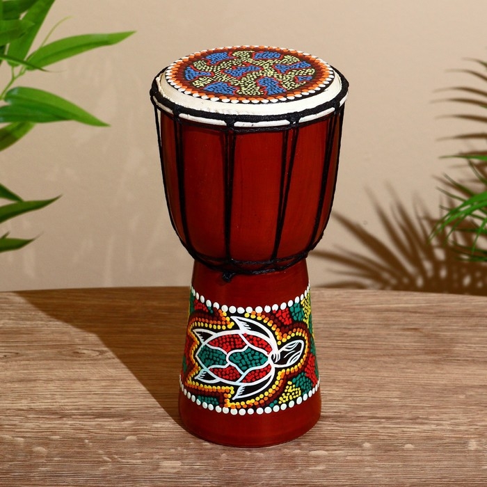 Сувенирный музыкальный инструмент Сувенирный музыкальный инструмент "Барабан Джембе Разноцветный" 13x13x24 см, МИКС