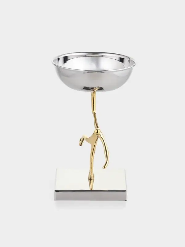 Блюдо сервировочное на подставке &laquo;Человек&raquo;, d=13 см, нержавеющая сталь, латунь